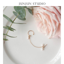 JUNJUN EXCLUSIVE HOMEMADE METHOD RETRO NATURAL FRESH WATER PEARL CHAIN EARBONE CLIP WOMEN AMERICAN 14k BAG GOLD