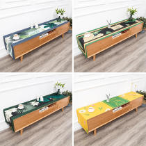 Net celebrity retro thickened cotton and linen waterproof TV cabinet cover cloth dustproof dining table tablecloth American rectangular tablecloth customization