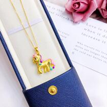 Chow Tai Fook Huamei Zodiac this year rainbow gold horse gold pendant never fade 18K3d gold female pendant