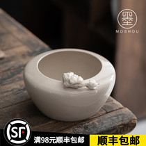 Moshou grass and wood ash glaze imitation Song Jianshui ceramic tea wash small slag bucket water pot household kung fu tea set accessories