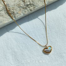 YIMIJEWEL Korean versatile pendant necklace mother-of-pearl niche design high-end 18K gold clavicle chain simple style