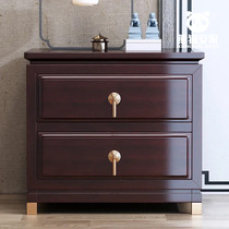 New Chinese bedside table full two drawer storage creative bedroom solid wood bedside cabinet simple storage cabinet