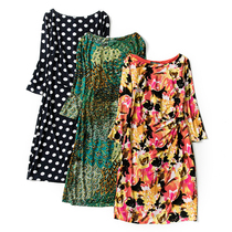 Foreign trade round neck fashion small size slim slim print knitted base skirt spring dress American new dress