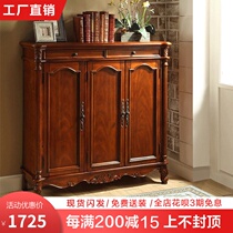 American three-door shoe cabinet European solid wood locker Living room foyer cabinet Storage cabinet Entrance cabinet Spot promotion