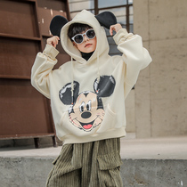 Boy plus velvet hooded clothes autumn and winter clothing 2020 new children Korean version of one velvet base shirt medium and large childrens clothing tide