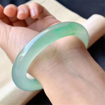 Natural Myanmar old pit jade bracelet transparent hydrated womens floating flower bracelet round floating green ice seed jade bracelet