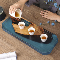 Whole epoxy resin tea tray Solid wood household simple rectangular wet and dry tea sea tea table Kung Fu tea set holder