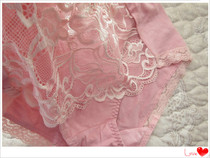 Foreign trade tail single lotus root powder color cotton plus lace ladies waist seamless comfortable underwear small flat angle