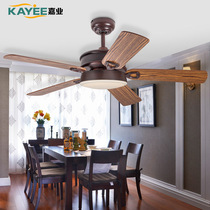  Jiaye American ceiling fan light Dining room fan light Simple LED wooden leaf European style retro living room chandelier with fan