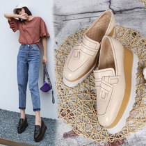 Cake shoes Women 2021 Europe and America Spring and Autumn New New Joker One Pedal Leather Bow Single Shoes Casual Foot Tide