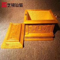 Small Ye Zhennan Lone Plate Dragon Sculpture Longevity Box Men And Women Solid Wood Bone Ash Case Golden Silk Nanmu Shoubox Cisfeng