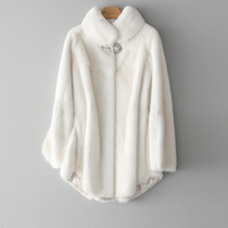 Mink leather Grand coat Female whole mink Long paragraph 2021 Winter new import standout collar small ferret fur fur fur jacket surf swing