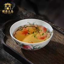 Jingdezhen ceramic handmade pastel over the wall nine peach five bats Master cup Kung Fu tea with tea cup large single cup