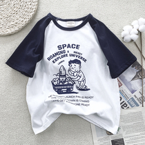 Early childrens clothing 2022 Summer new boy short sleeve T-shirt pure cotton neutral loose shoulder children CUHK children