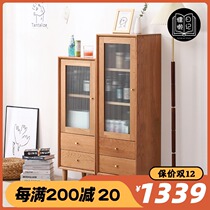 Solid wood side cabinet storage Nordic living room TV cabinet side cabinet modern simple cherry wood restaurant wine cabinet storage cabinet