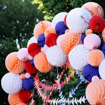 30cm handmade paper lantern folding DIY honeycomb ball charm Childrens Day window decoration paper flower ball decoration pull flower