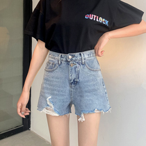 High waist thin denim shorts womens 2020 spring and summer new Korean version thin section loose slim wild a word hot pants