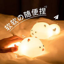 Cute pig silicone LED night light with sleep sleep night light Pat Pig night light Unplugged gift light