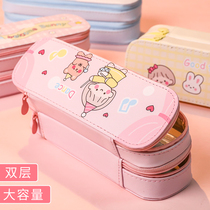 Korean version of the pencil case female simple ins chao wang Red Mass double pencil primary and middle school students in multi-functional pencil case