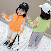 Childrens clothing girls Net red suit foreign style autumn Korean version of childrens trend clothes autumn trembles with fried street children