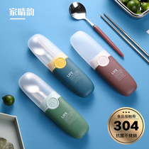 Portable Stainless Steel Chopsticks Spoon Cutlery Cutlery Suit Home Composition Creativity Cute Three Sets Students To Contain Boxes