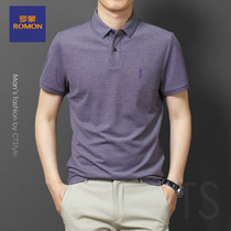 Romon summer mens lapel short-sleeved T-shirt mercerized cotton POLO shirt middle-aged dad mens clothing 2021 new high-end