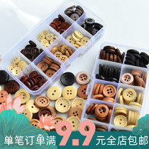Button solid wood button coconut shell buckle shirt buckle decorative buckle kindergarten creative DIY handmade 100 random