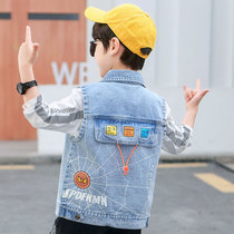 Childrens horse clip Yangqi 2020 spring and autumn new male baby vest worn outside the boy denim vest handsome hole tide