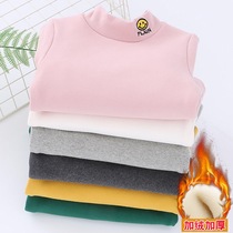 Baby semi-high collar and velvet bottom-shirt Male Bao Bao Neutral Winter Integrated Suede Thickened External Wear Warm Beating Undercoat