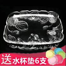 Crystal fruit plate Rectangular glass tray Rose cup tea set Flat plate Creative fashion gift atmosphere founder