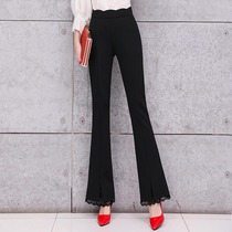  Flower bud high waist micro flared pants casual professional suit drape Korean long pants slim lace women summer and autumn