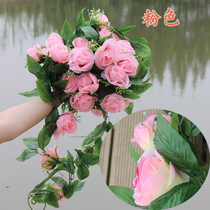 Simulation flower rose rattan 11 high quality large flowers living room pipe decoration flowers Simulation vine hanging wall flower rattan