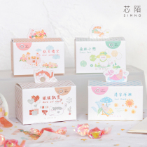 Core momo and paper tape set Warm little encounter series Small fresh salt hand account DIY decorative material 4 rolls