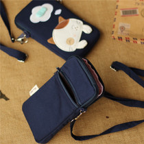 Mini cute Japanese small cloth bag summer halter neck strap zipper mobile phone change messenger bag simple lightweight women