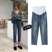 Pregnant woman pants fall outside wearing long pants jeans spring autumn style 90% pants autumn fit pants autumn winter boomer baby