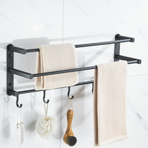 Hole-free bathroom towel rod toilet towel rack hook single toilet wall hanging black