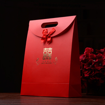 Tianzhiyuan wedding gift paper bag with hand gift return bag Bronzing double happiness comes with velcro portable candy bag