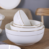 Bone china small bowl Household ceramic noodle bowl Adult eating rice bowl soup bowl Porcelain bowl large bowl combination tableware