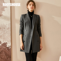 Rookaichi OL Professional Striped Suit Jacket Woman New Temperament Stylish Grey Sashimi Suit 02998