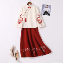 2022 New Years clothes Hanfu womens improved version of Tang suit cheongsam autumn and winter dress Chinese style womens New Years suit