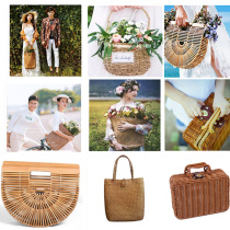 Brigade Pats Wedding Dress Shooting Movie props woven bag Handbags Handbags Exterior View Photo Shoots Fields Fresh Themed Flower Baskets