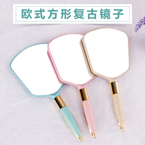 Semi-permanent handle cosmetic mirror hand beauty European Retro Mirror portable embroidery supplies tools