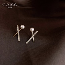 Cross pearl earrings female Korean temperament net red simple 925 sterling silver silver needle stud earrings 2020 new fashion earrings