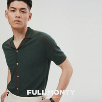 FULL MONTY mens short sleeve t-shirt business casual lapel cardigan green polo shirt summer 2021 New
