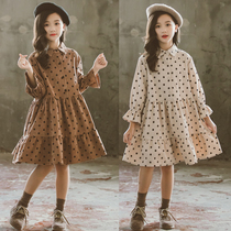 Girls  dresses foreign style big childrens autumn 2021 new polka dot cake dress childrens retro princess pleated skirt