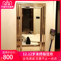 Fashion Minima Home Wall-mounted Wear Mirror Beads Edge Ins Light Lavish Fitting Mirror Clothing Shop Online Red Full-body Mirror
