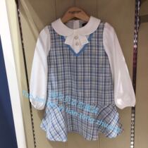EK Clothing Childrens Clothing Store 21 Spring New Product Girls Fake Two-piece Plaid Dresses OWB6123B