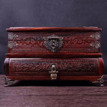 Red Wood First Decoration Case Retro Style Vintage Vintage Solid Wood Carvings Jewelry Containing Cartridges Mirror Large Red Acid Branches