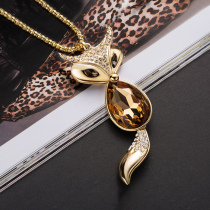 Fox Decoration Necklace Fur Coat Chain Long Section 2021 New Tide Autumn Winter 100 Lap Sweaters Long Necklace Accessories Pendant