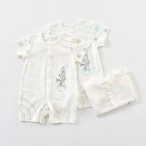 Dabi rabbit baby clothes male and female baby short sleeve jumpsuit summer thin bamboo pulp fiber climbing suit 0-March